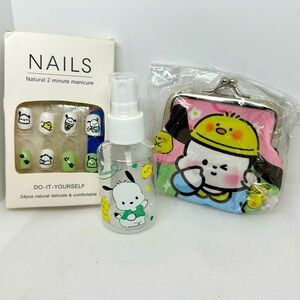 Pochacco Press on nails, coin purse & mini spray bottle